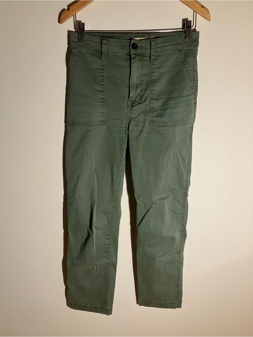 Madewell Stovepipe Cotton Lyocell Sage Green Pants Size 25